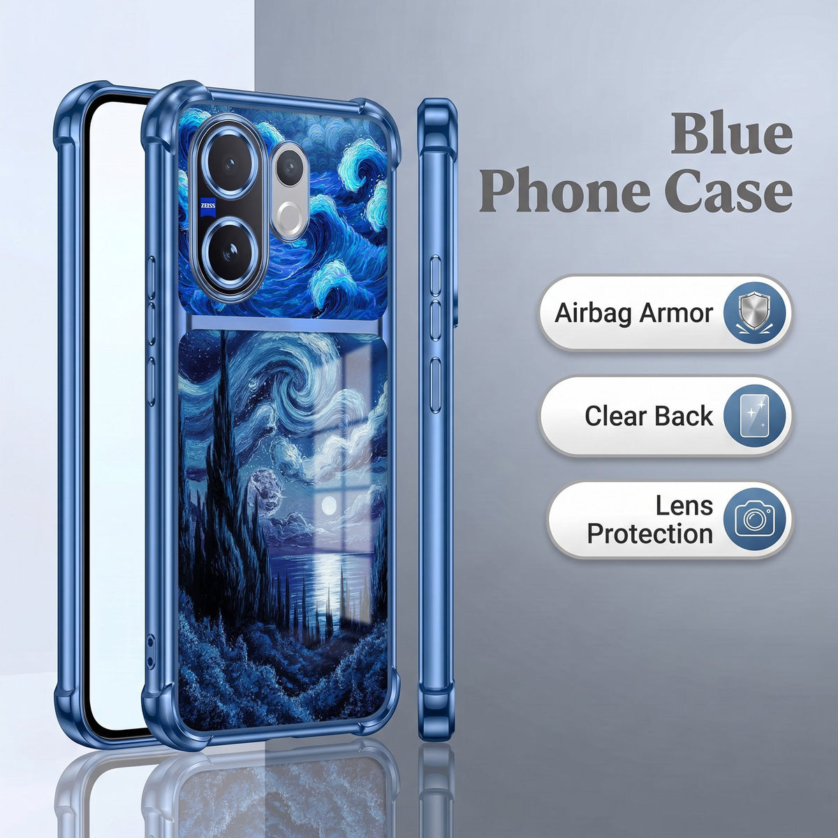 Vivo V60 5G Midnight Ocean Dual-Tone Transparent Airbags Case
