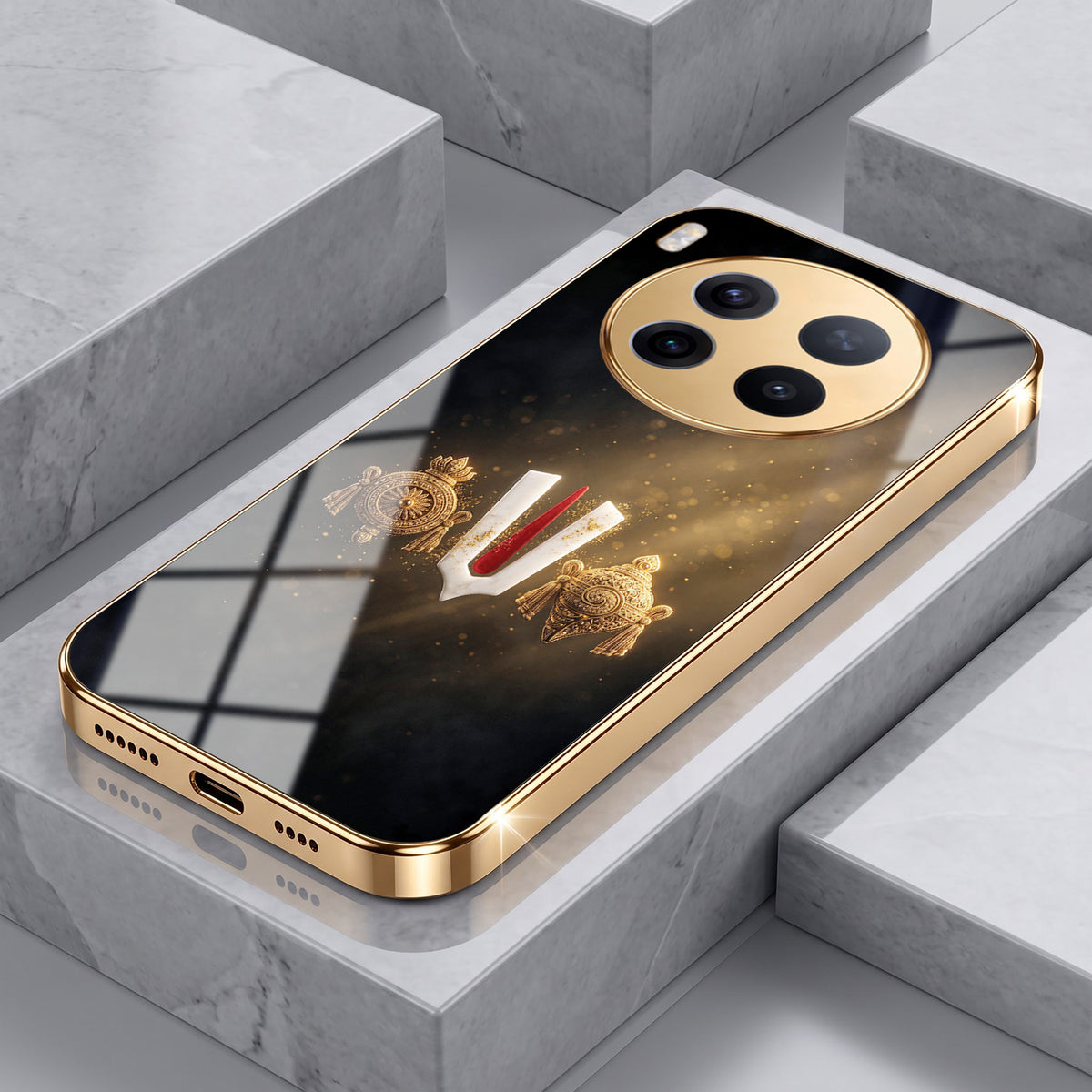 Vivo X300 Pro 5G Royal Heritage Edition Gold Electroplated Glass Phone Back Case