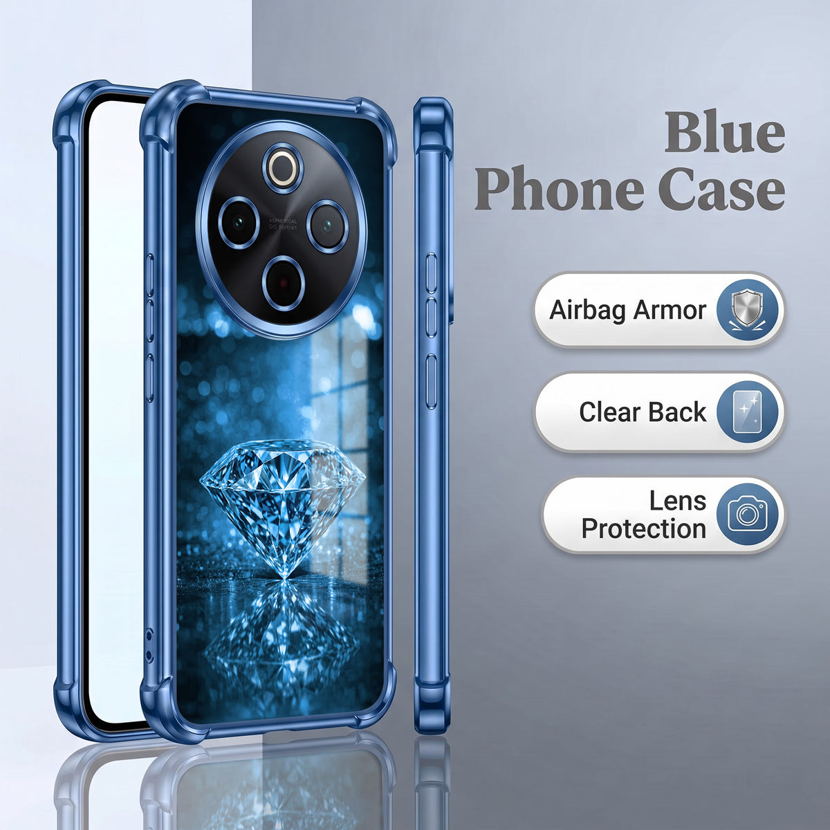 Vivo T4 5G Blue Diamond Airbags Printed Back Case