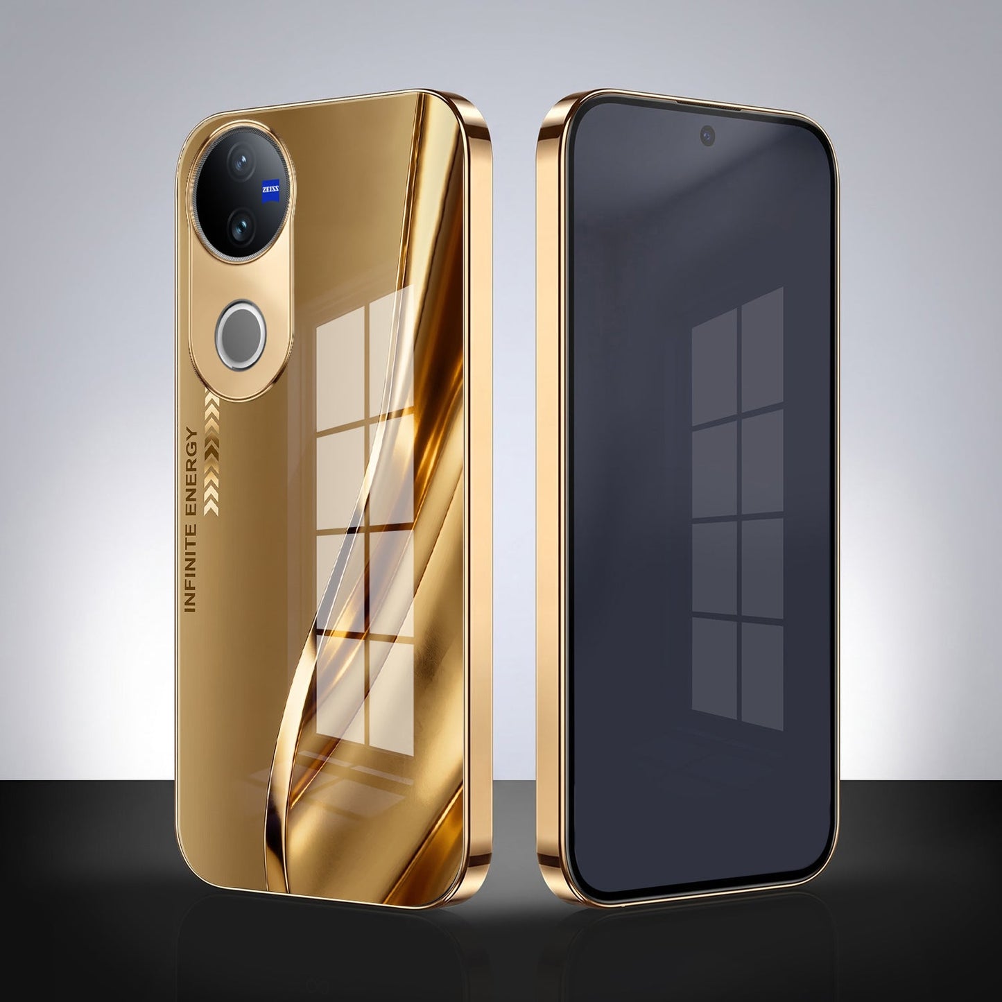 Vivo V50 5G Luxury Infinity Energy Gold Electroplated Glass Phone Case