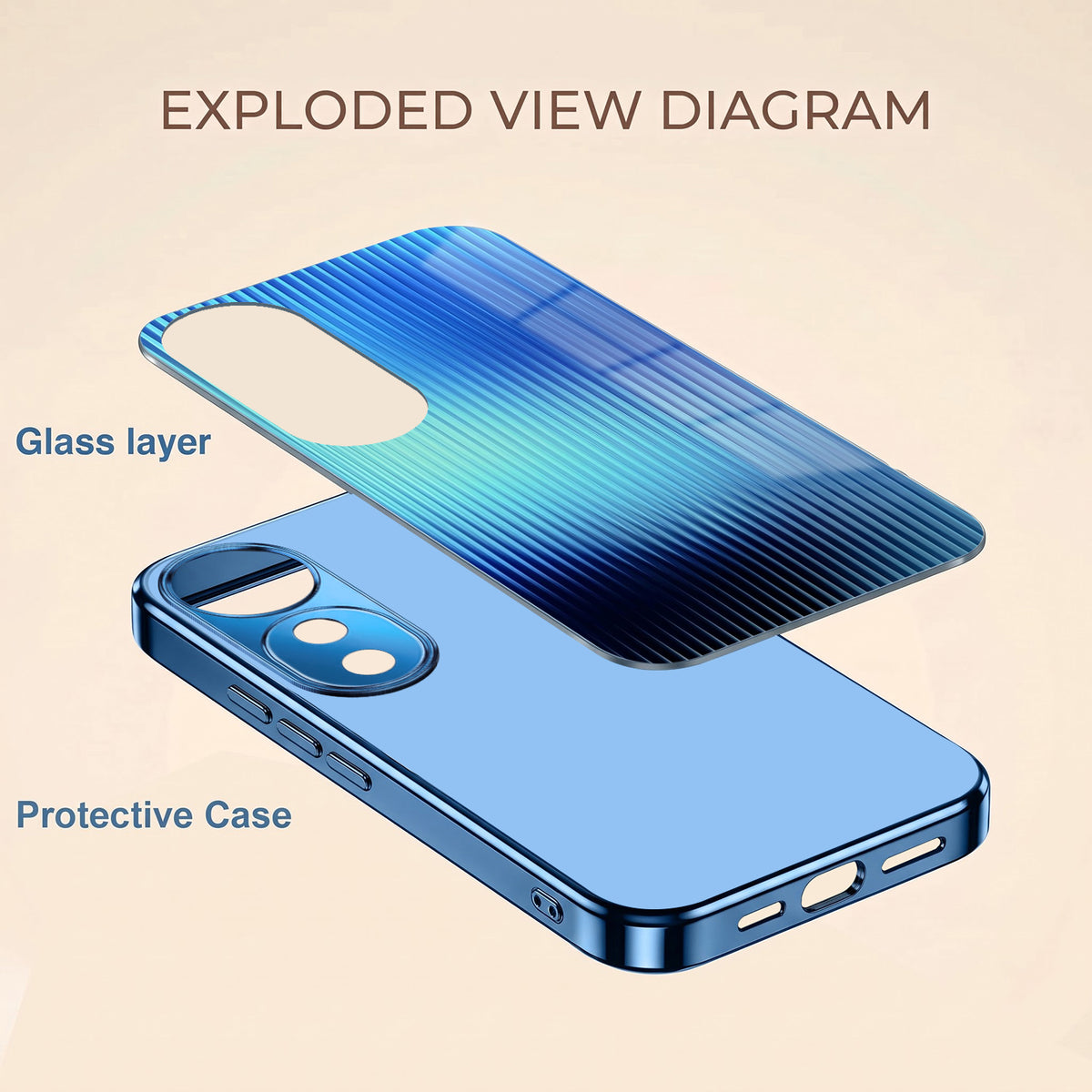 Vivo V40 Pro 5G Aureon X1 Blue Electroplated Glass Phone Back Case