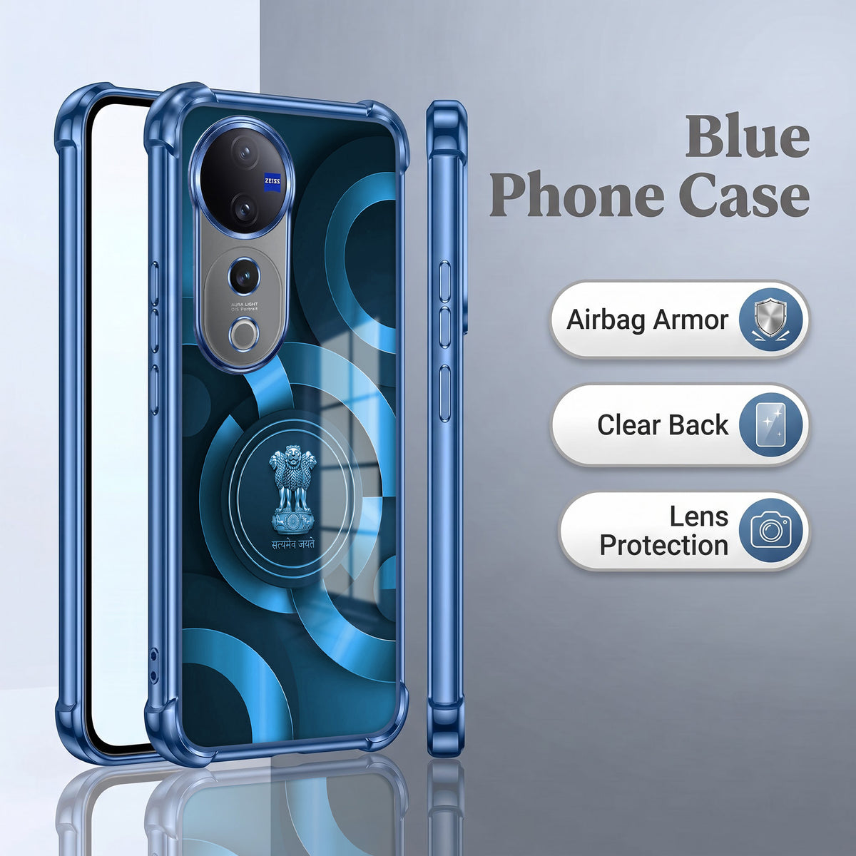Vivo V40 Pro 5G Blue Emblem Airbags Printed Back Case