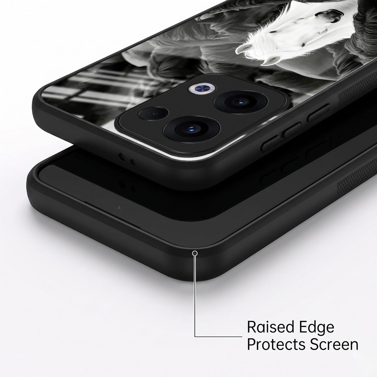 Oppo Reno 13 5G Premium Acrylic Shockproof Glass Back Case (Mystic Stallion)