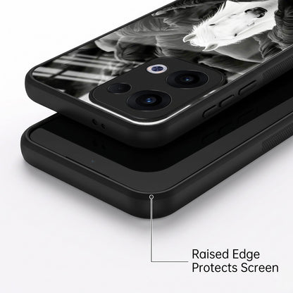 Oppo Reno 13 5G Premium Acrylic Shockproof Glass Back Case (Mystic Stallion)