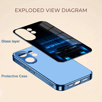 Vivo V60 5G Silence Build Monsters Blue Electroplated Glass Phone Back Case