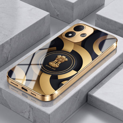 Redmi Note 17 5G Royal Emblem Gold Electroplated Glass Phone Back Case