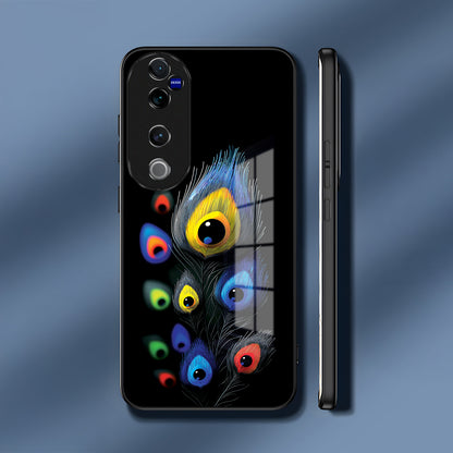 Vivo V40 Pro 5G Premium Peacock Feather Acrylic Glass Back Case