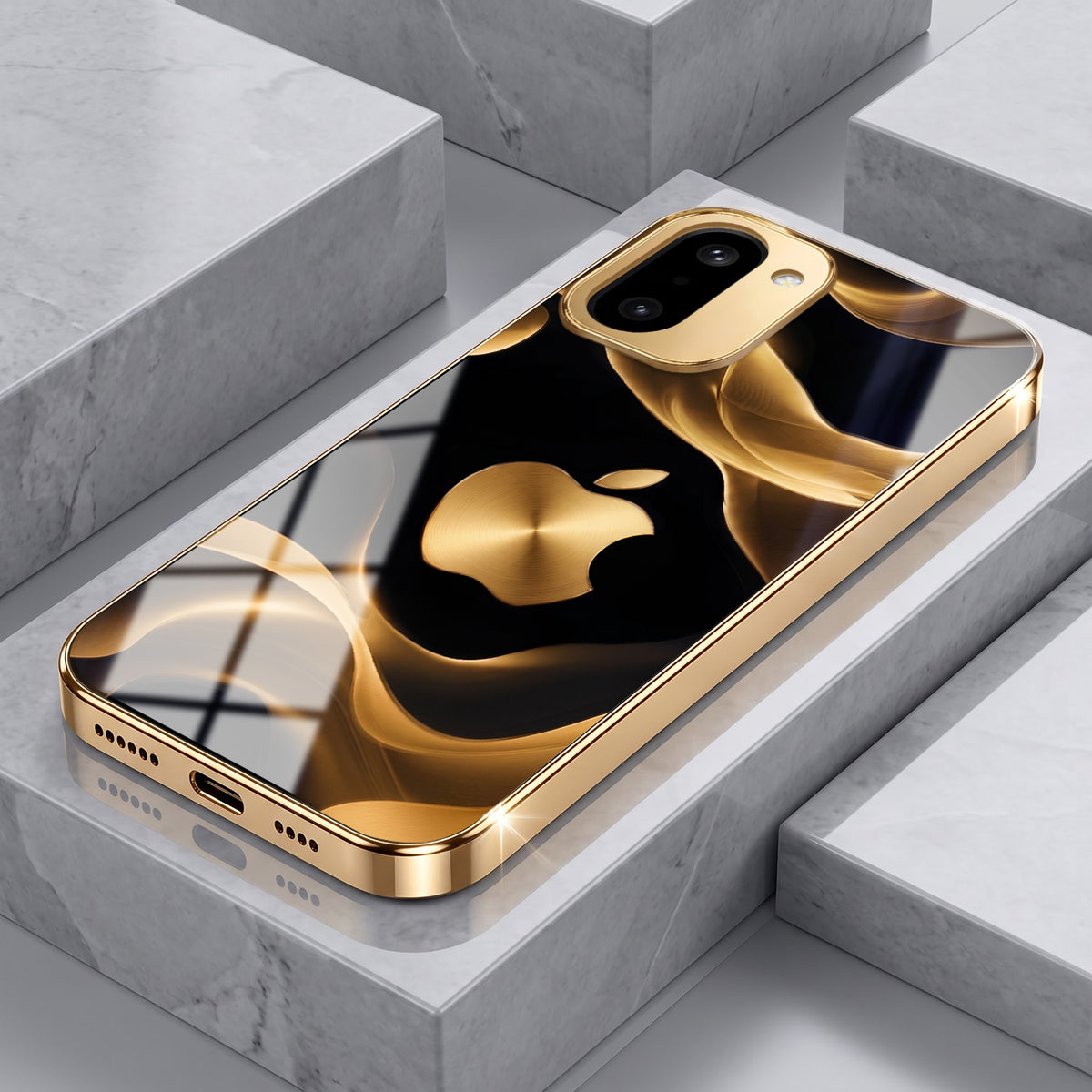 OnePlus 15R 5G Luxury Wave Gold Electroplated Glass Phone Back Case
