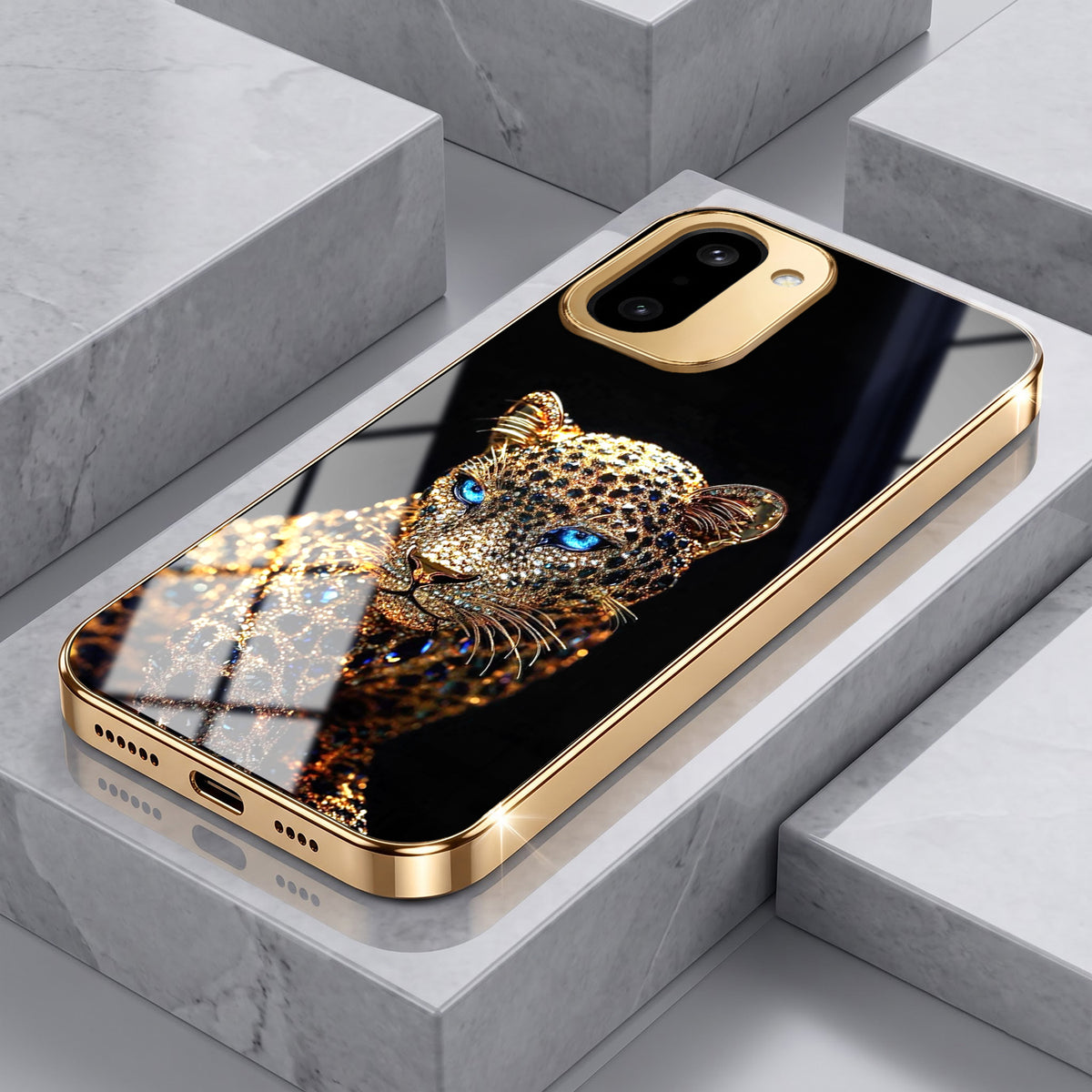 OnePlus 15R 5G Panther Gold Electroplated Glass Phone Back Case