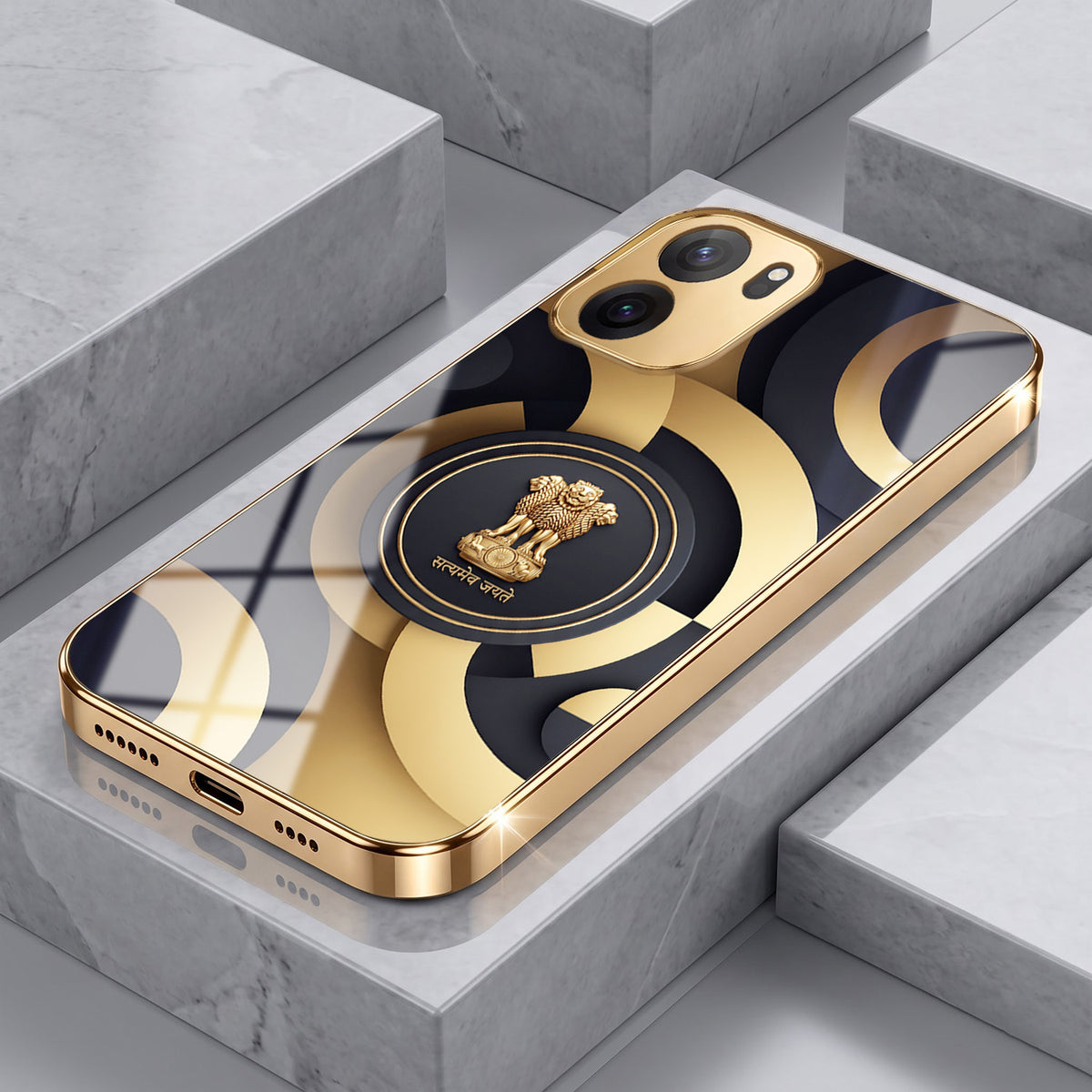 OnePlus Nord CE6 5G Royal Emblem Gold Electroplated Glass Phone Back Case