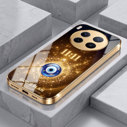 Vivo X300 Pro 5G God’s Plan Evil Eye Gold Electroplated Glass Phone Back Case