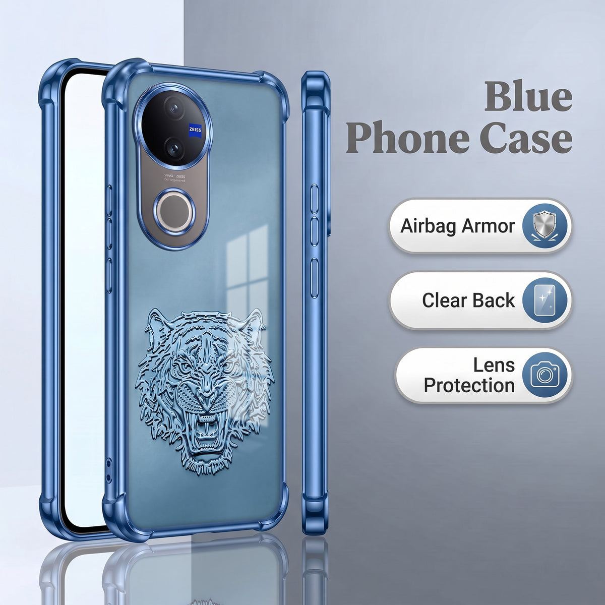 Vivo V50 5G Tiger Face Blue Airbags Printed Back Case