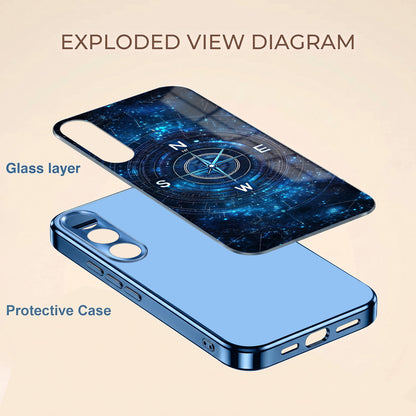 Vivo V70 FE 5G Astral Compass Blue Electroplated Glass Phone Back Case