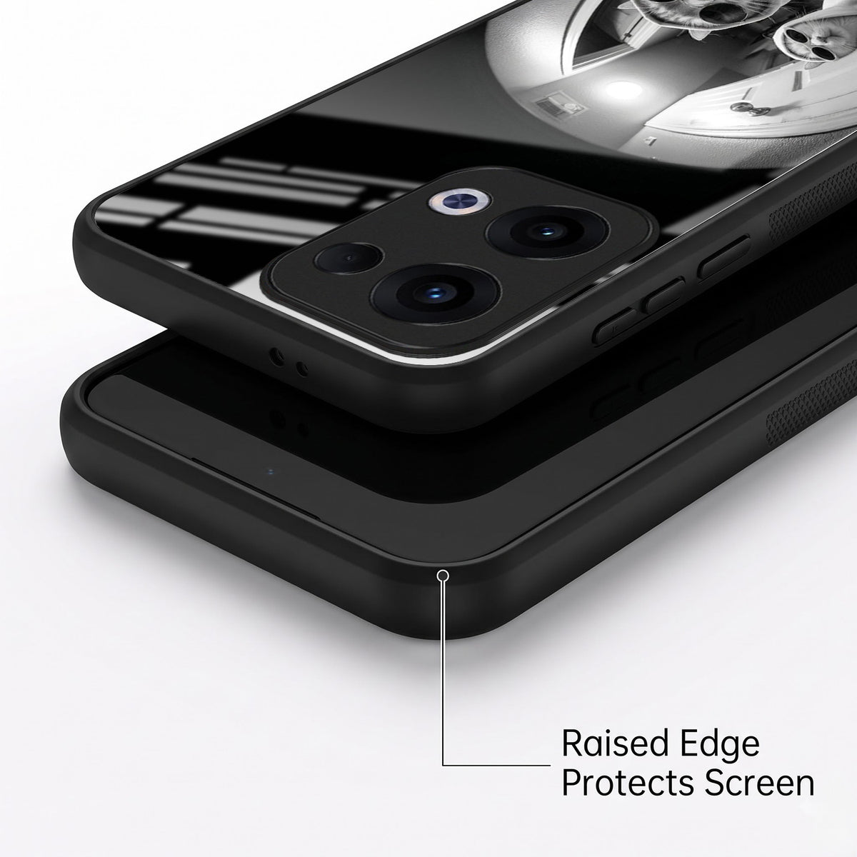 Oppo Reno 13 5G Premium Acrylic Shockproof Glass Back Case (Purrfect Duo)