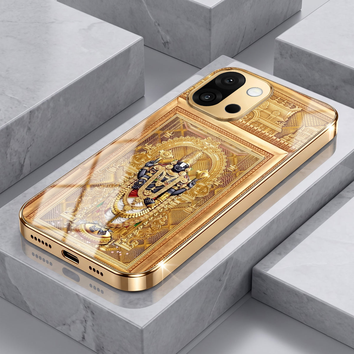 OnePlus 13s 5G Premium Heritage Gold Electroplated Glass Phone Back Case