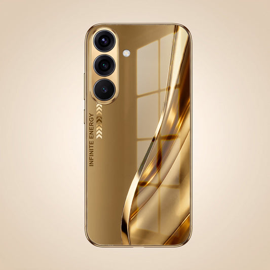 Samsung Galaxy A56 5G Luxury Infinity Energy Gold Electroplated Glass Phone Case