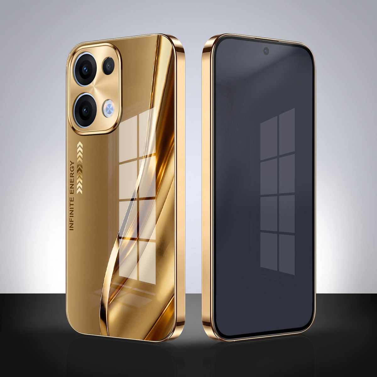 Oppo Reno 13 5G Luxury Infinity Energy Gold Electroplated Glass Phone Case