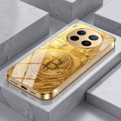 Vivo X300 Pro 5G Bitcoin Gold Electroplated Glass Phone Back Case