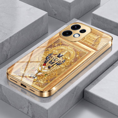 Oppo Reno 16 5G Premium Heritage Gold Electroplated Glass Phone Back Case