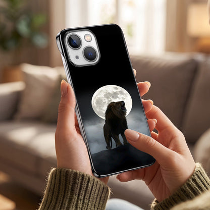 iPhone 15 5G Lunar Lion Black Printed  Frameless Back Case