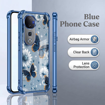Vivo V40 Pro 5G Blue Butterfly Floral Airbags Printed Back Case