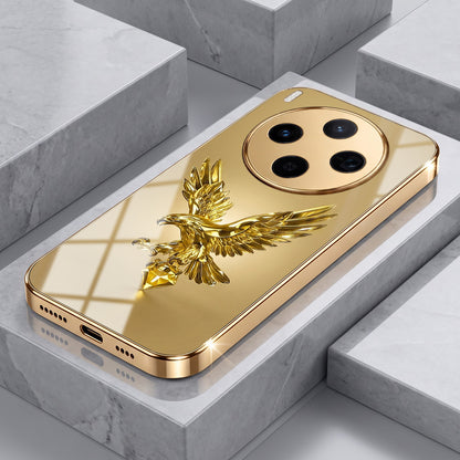 Vivo X300 5G Golden Eagle Gold Electroplated Glass Phone Back Case