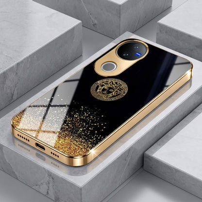 Vivo V50 5G Medusa Head Gold Electroplated Glass Phone Back Case
