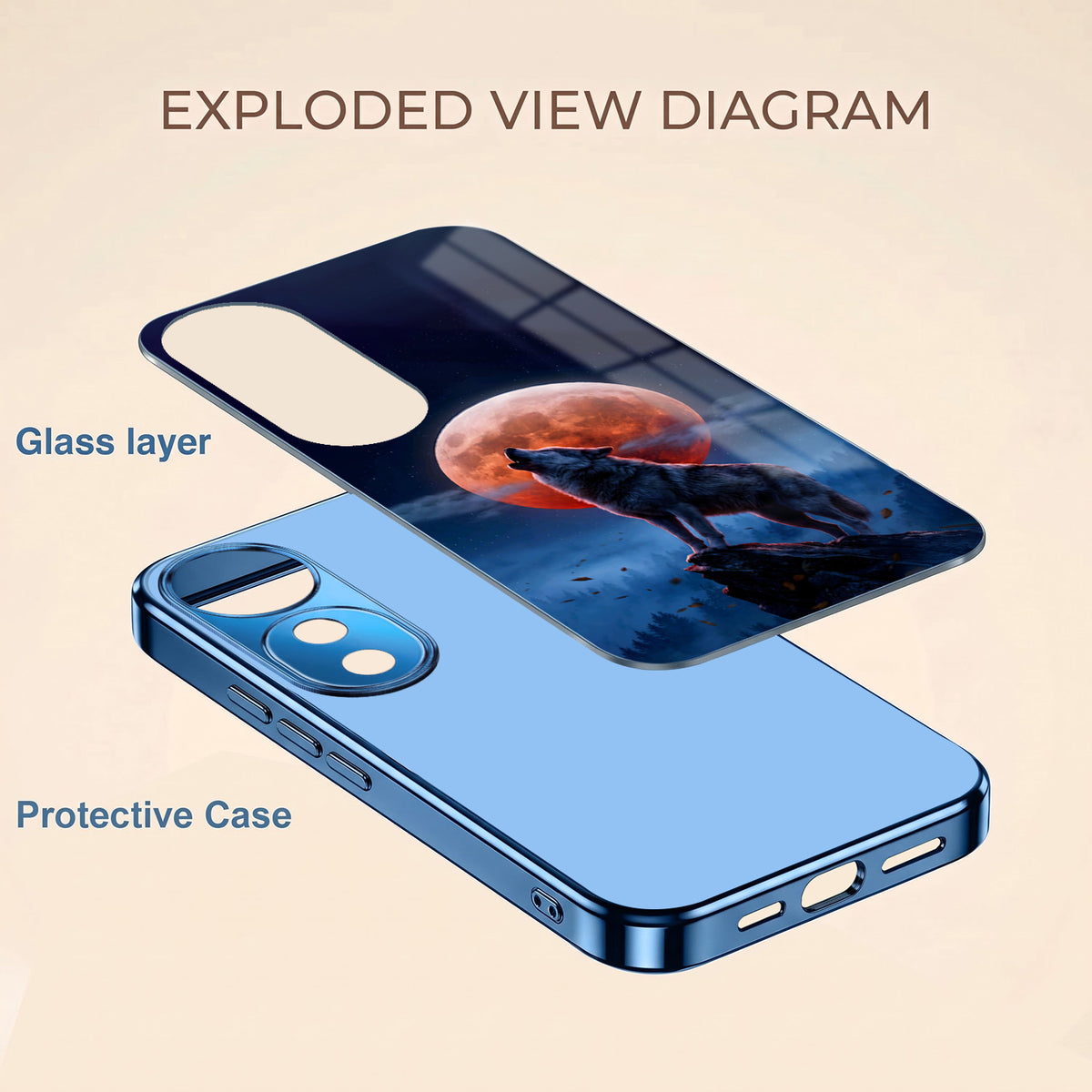 Vivo V40 Pro 5G Lunar Wolf Blue Electroplated Glass Phone Back Case