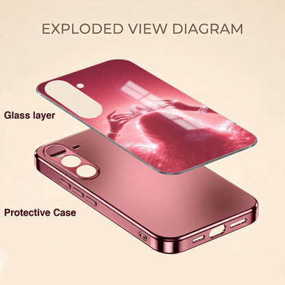 Samsung Galaxy A36 5G Luxury Crown Queen Pink Electroplated Glass Phone Back Case