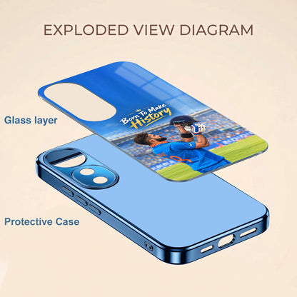 Vivo V40 Pro 5G Born TO Make History Blue Electroplated Glass Phone Back Case