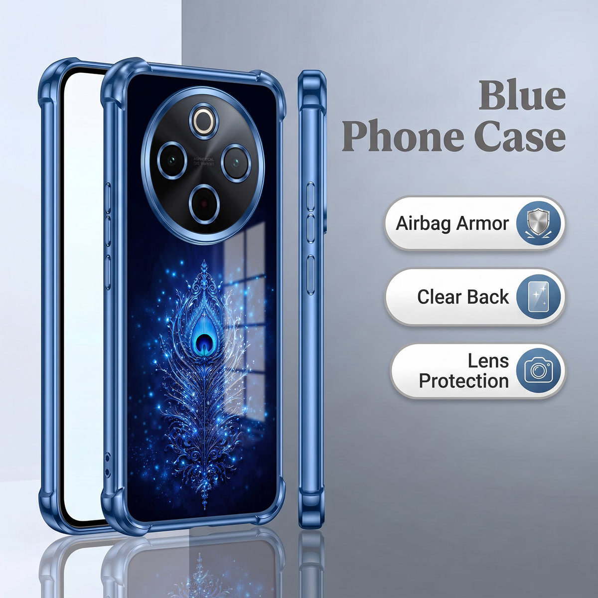 Vivo T4 5G Premium Peacock Feather Airbags Printed Back Case