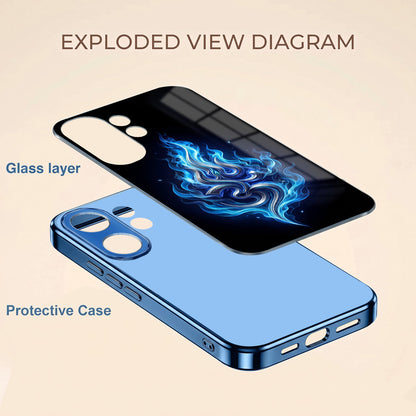 Vivo V60 5G Blue Flame OM Blue Electroplated Glass Phone Back Case