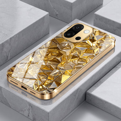 OnePlus 13s 5G Golden Diamond Shatter Gold Electroplated Glass Phone Back Case