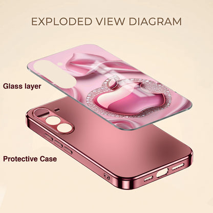 Samsung Galaxy A56 5G Luxury Apple Logo Pink Electroplated Glass Phone Back Case