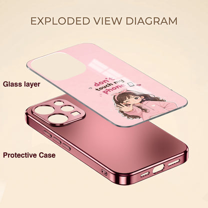 Vivo V70 5G Luxury Anime Girl Pink Electroplated Glass Phone Back Case