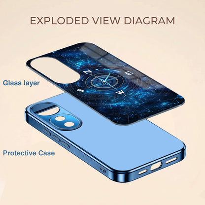 Vivo V40 Pro 5G Astral Compass Blue Electroplated Glass Phone Back Case