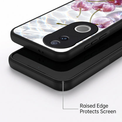 Vivo V50 5G Purple Transparent Cherry Acrylic Glass Back Case