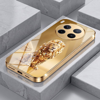 Vivo X300 Pro 5G Luxury Lion Gold Electroplated Glass Phone Back Case