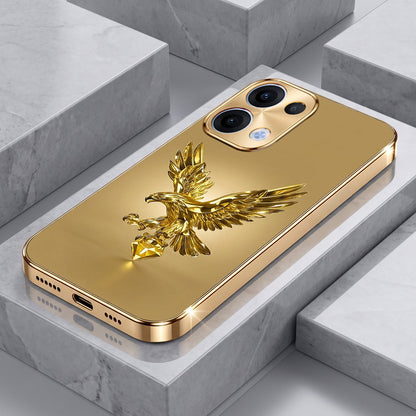 Oppo Reno 13 5G Golden Eagle Gold Electroplated Glass Phone Back Case