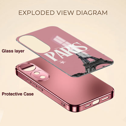 Vivo V40 Pro 5G Luxury Paris Tower Pink Electroplated Glass Phone Back Case