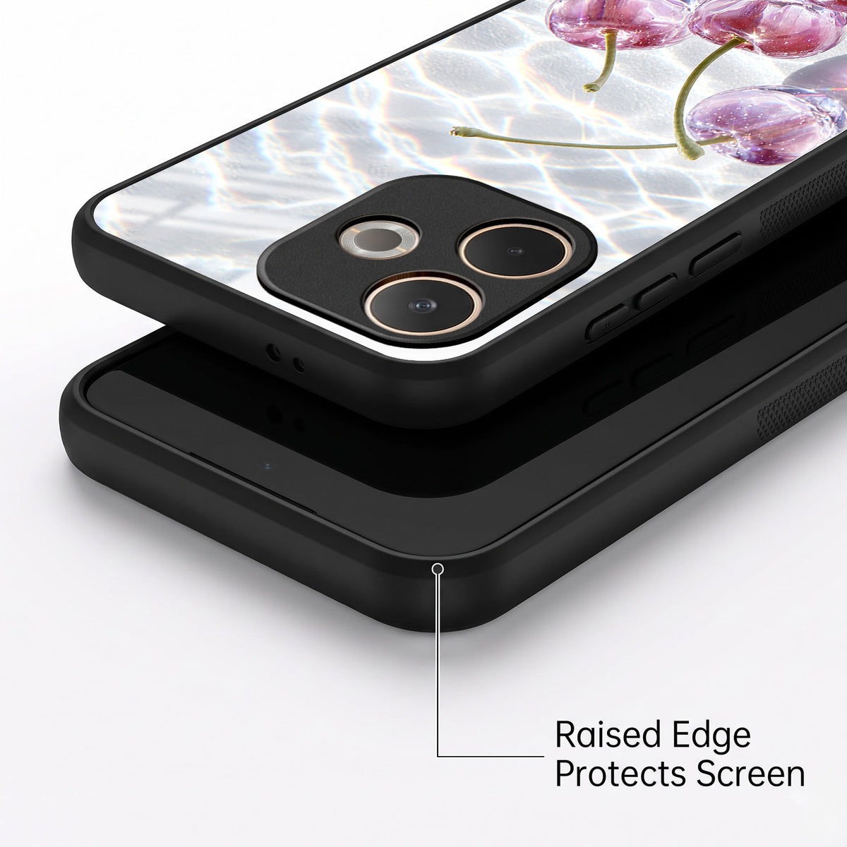 Oppo A5 Pro 5G Purple Transparent Cherry Acrylic Glass Back Case