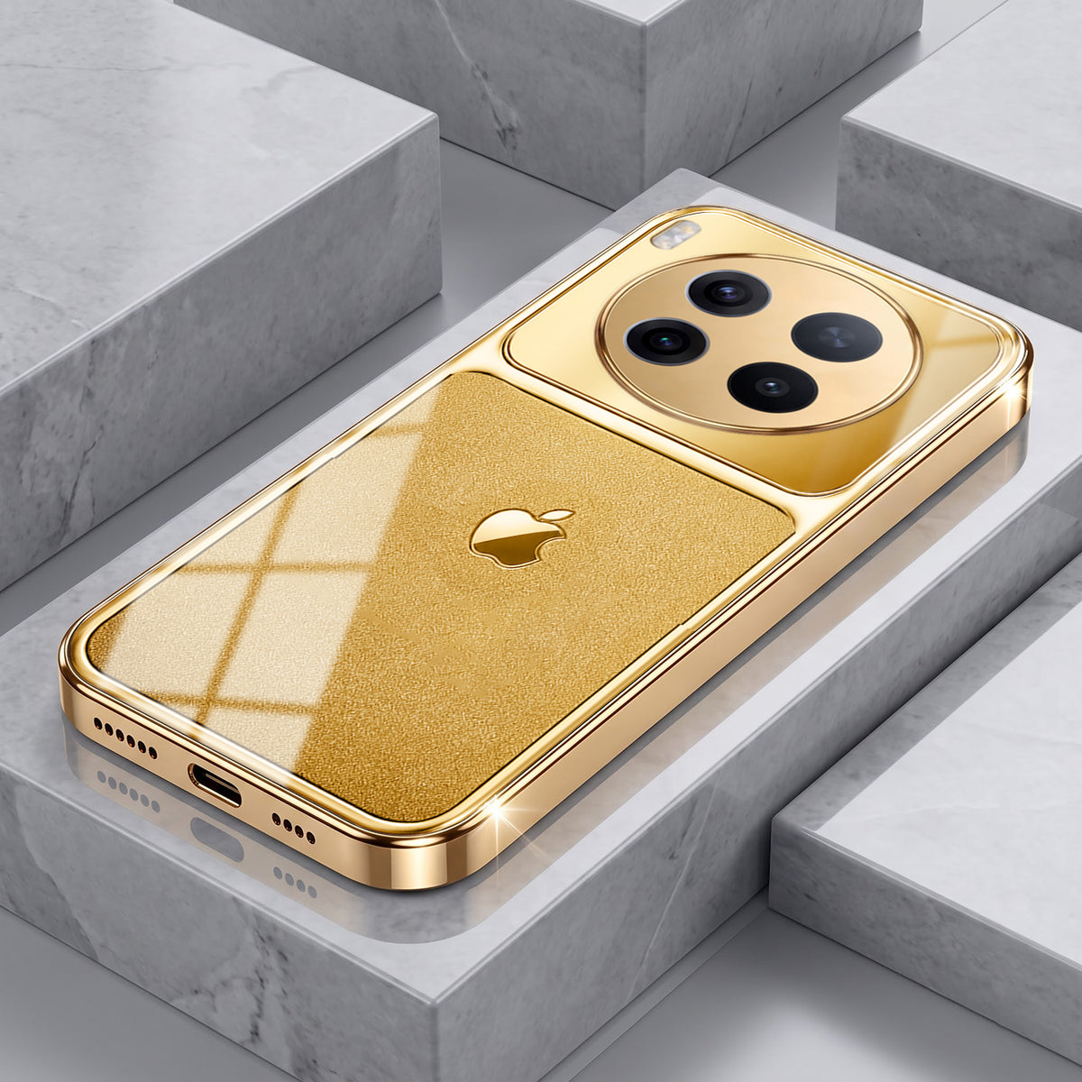 Vivo X300 Pro 5G Royal Touch Apple Gold Electroplated Glass Phone Back Case