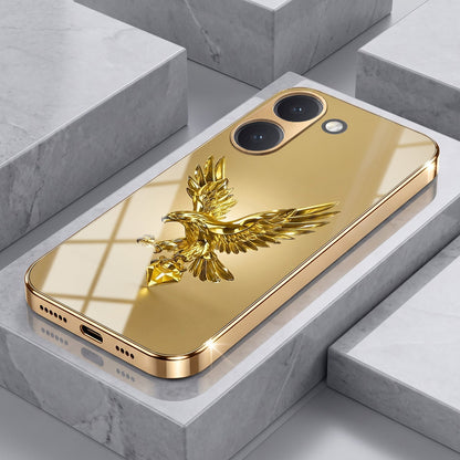 Poco X8 Pro 5G Golden Eagle Gold Electroplated Glass Phone Back Case