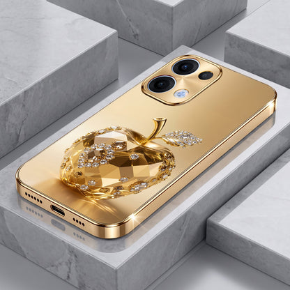 Oppo Reno 13 5G Golden Apple Gold Electroplated Glass Phone Back Case