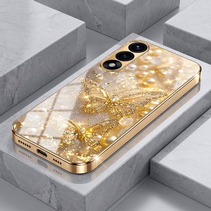 Oneplus Nord 5 5G Golden Butterfly Gold Electroplated Glass Phone Back Case
