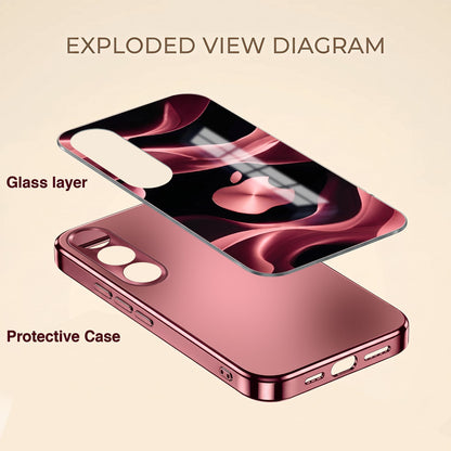 Vivo V70 FE 5G Luxury Wave Pink Electroplated Glass Phone Back Case