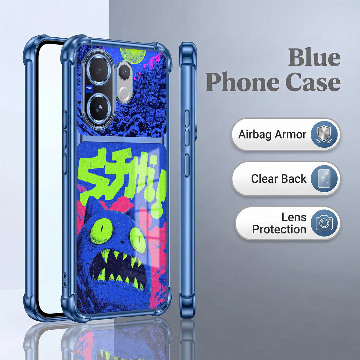 Vivo V60 5G Neon Monster Dual-Tone Transparent Airbags Case