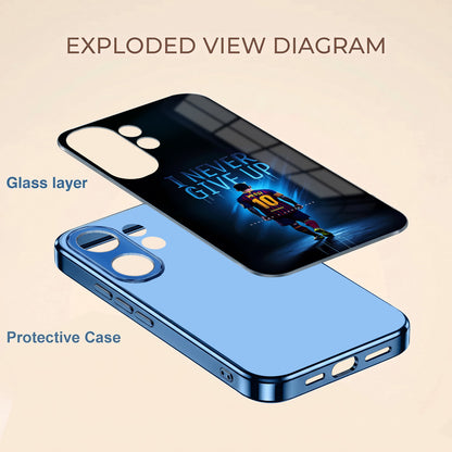 Vivo V60 5G Never Give Up Blue Electroplated Glass Phone Back Case