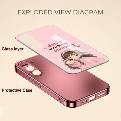 Samsung Galaxy A36 5G Luxury Anime Girl Pink Electroplated Glass Phone Back Case