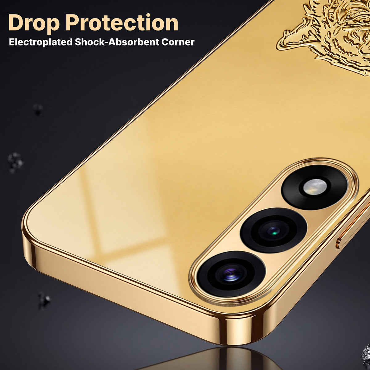Oneplus Nord 5 5G Golden Tiger Face Gold Electroplated Glass Phone Back Case